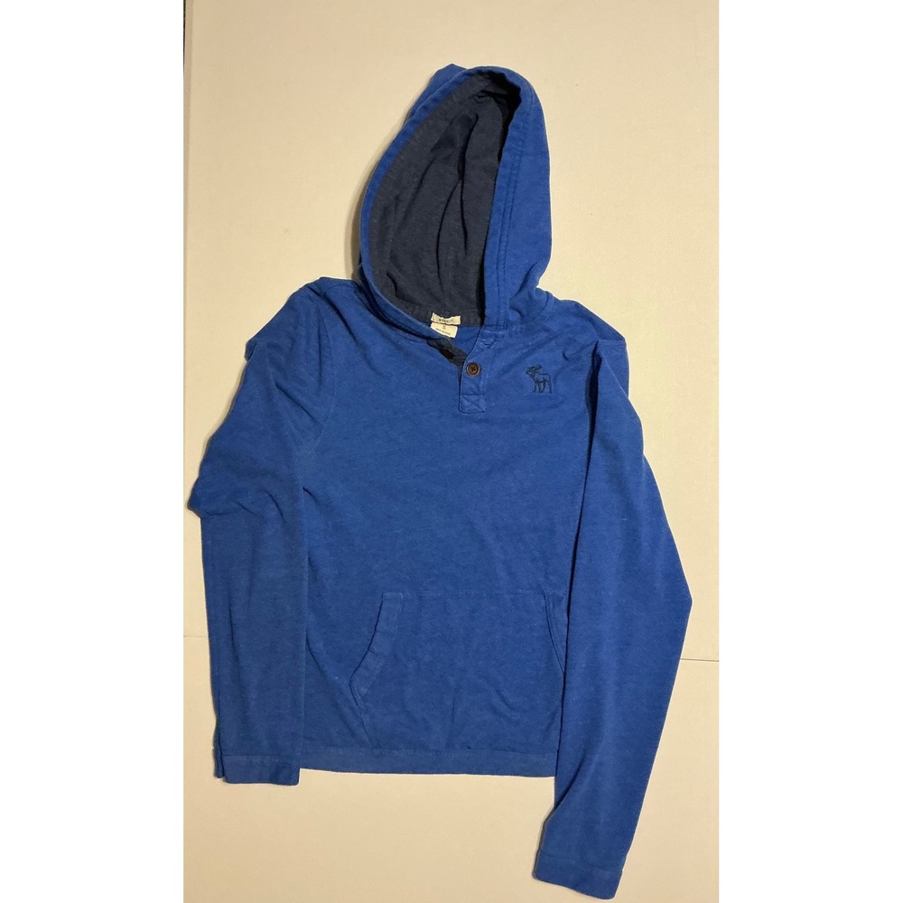 Y2K Abercrombie Fitch Blue Muscle‎ Hoodie Long Sleeve Mens S Moose Faded Preppy